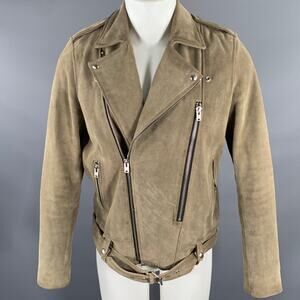 IRO Size M Beige Leather Motorcycle Jacket
